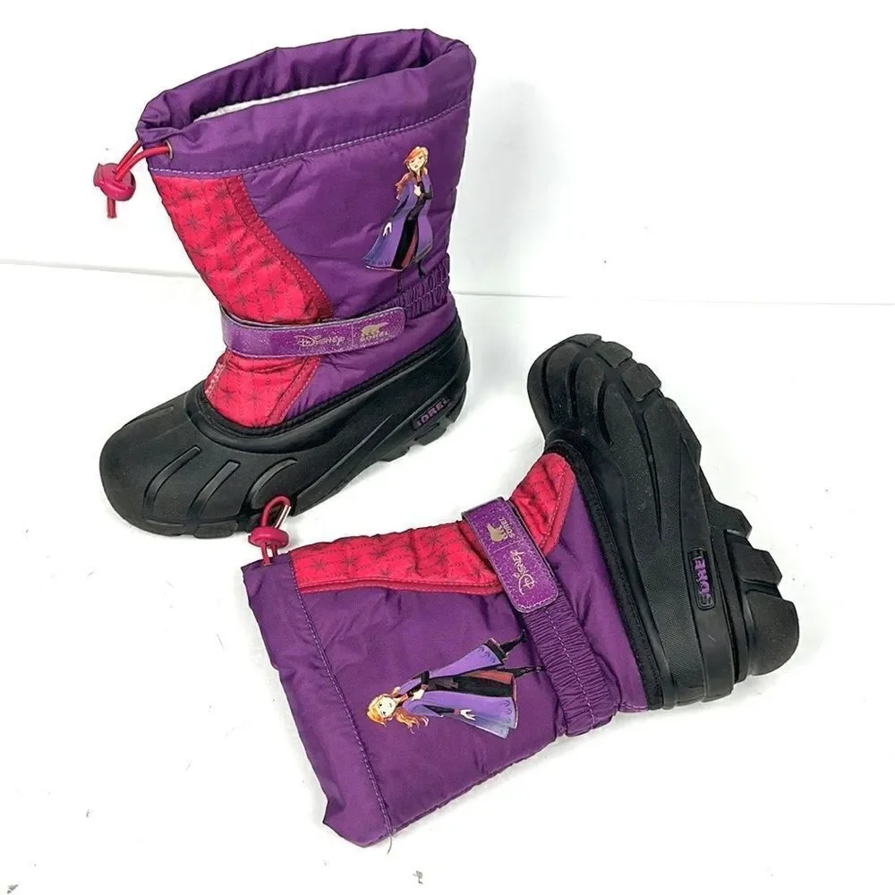 Sorel Disney Anna Frozen 2 Youth Boots Purple Black Girls Youth Size 3 EUC!